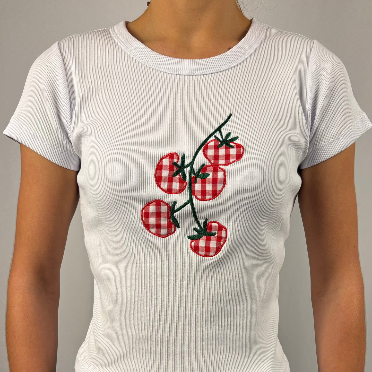 Gingham Tomato Heavy Ribbed Baby Tee